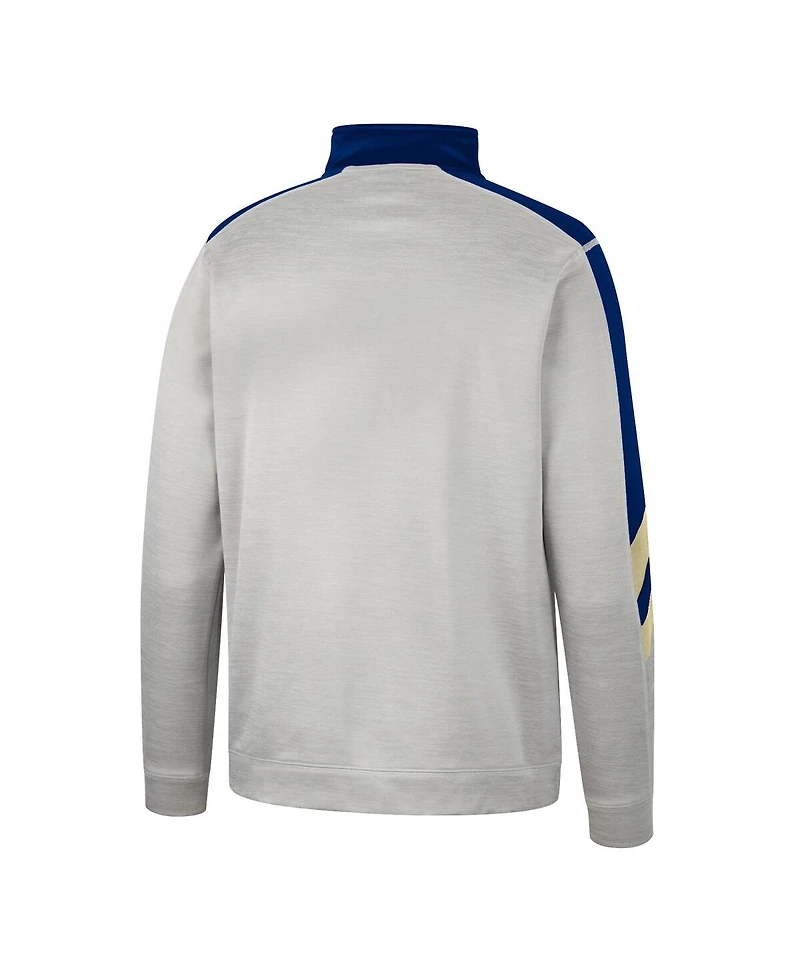 Men's Colosseum Gray and Navy Navy Midshipmen Bushwood Fleece Quarter-Zip Jacket