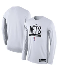 Men's Nike White Brooklyn Nets 2022/23 Legend On-Court Practice Performance Long Sleeve T-shirt