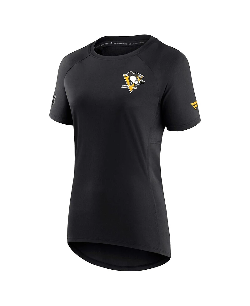 Women's Fanatics Black Pittsburgh Penguins Authentic Pro Rink Raglan Tech T-shirt