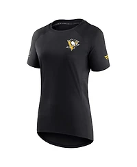 Women's Fanatics Black Pittsburgh Penguins Authentic Pro Rink Raglan Tech T-shirt