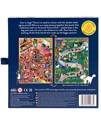 Professor Puzzle Cat Cafe Dog Park Double-Sided Jigsaw Puzzle Set, 502 Pieces