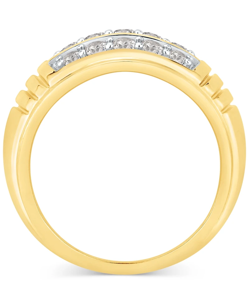Men's Diamond Three Row Dome Ring (1 ct. t.w.) in 10k Gold