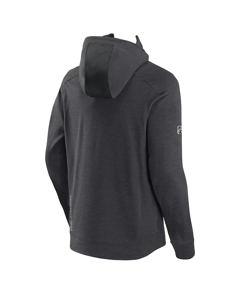 Men's Fanatics Heather Charcoal Philadelphia Flyers Authentic Pro Road Tech Full-Zip Hoodie Jacket