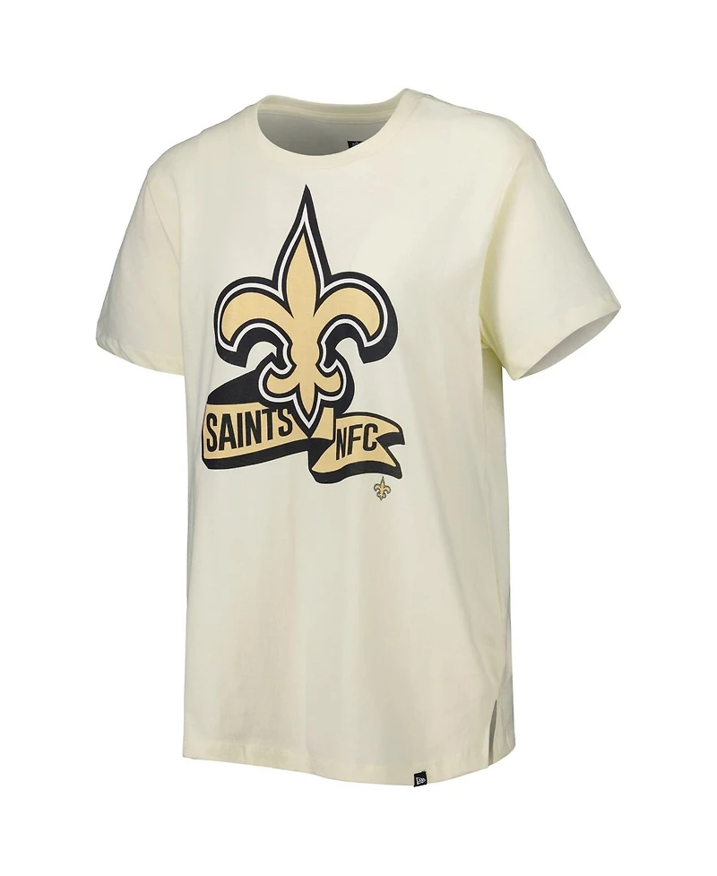 Women's New Era Cream New Orleans Saints Chrome Sideline T-shirt