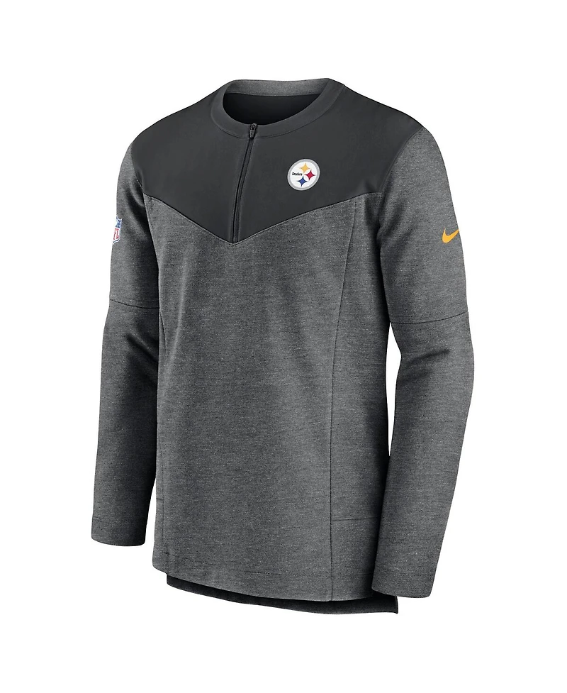 Men's Nike Charcoal Pittsburgh Steelers Sideline Lockup Performance Quarter-zip Jacket