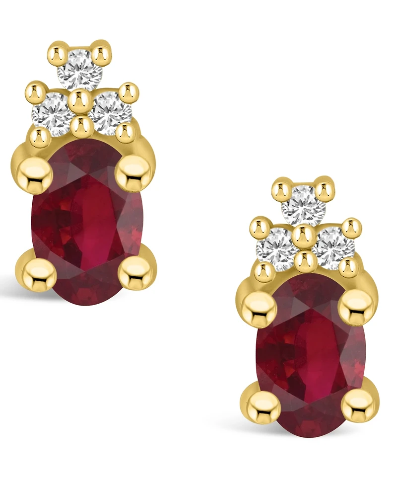 Macy's Ruby (1-1/ Ct. t.w.) and Diamond (1/10 Stud Earrings