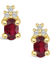 Macy's Ruby (1-1/ Ct. t.w.) and Diamond (1/10 Stud Earrings