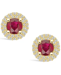 Macy's Ruby (1-1/3 Ct. t.w.) and Diamond (1/3 Halo Stud Earrings