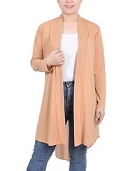 Ny Collection Women's Long Sleeve Knit Cardigan with Chiffon Back