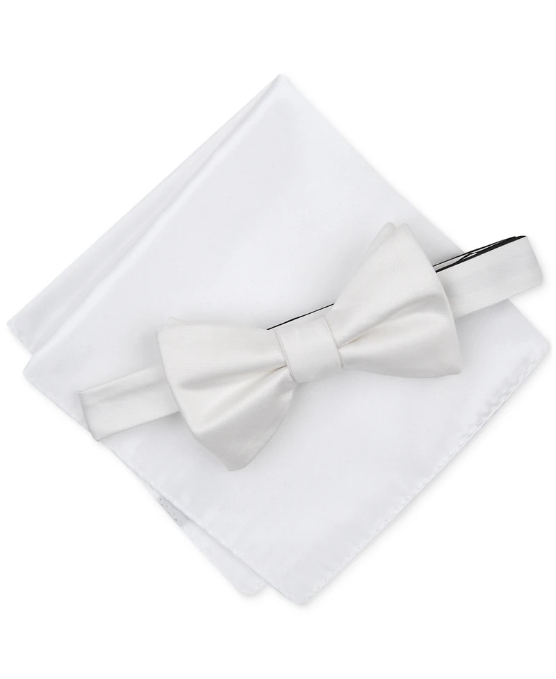 Alfani Men's Solid Texture Pocket Square and Bowtie
