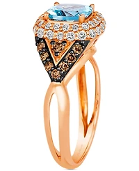 Le Vian Sea Blue Aquamarine (1-1/4 ct. t.w.) & Diamond (3/4 ct. t.w.) Halo Ring in 14k Rose Gold