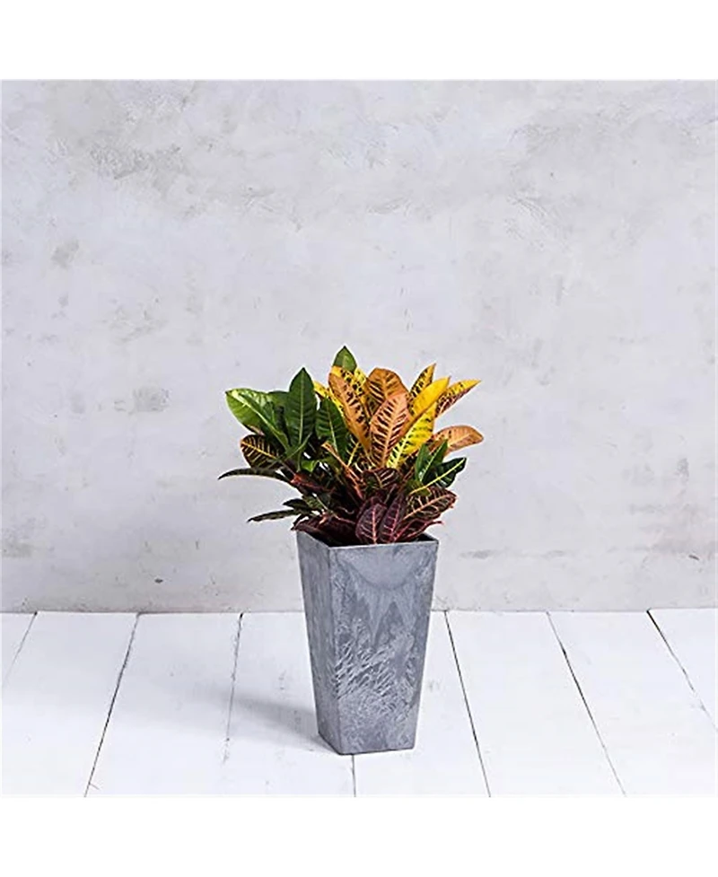 Novelty 35270 Artstone Ella Tall Square Planter Grey - 27.5-inch
