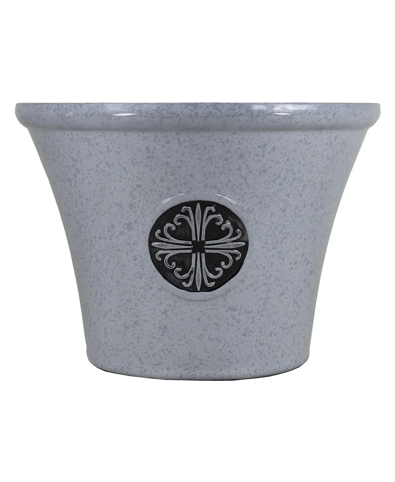Garden Elements Logo Large Plastic Modern Planter Gray 14.75 Inches