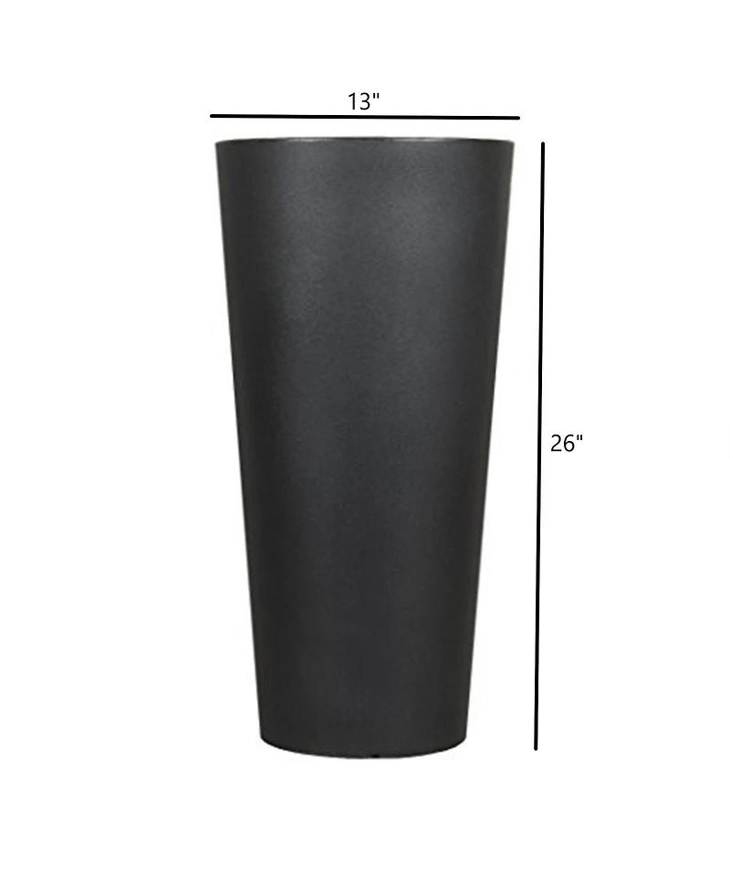 Tusco Products Cosmopolitan Tall Round Plastic Planter Black - 26 Inch