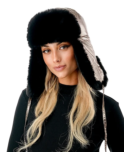 Marcus Adler Women's Metallic Faux Fur Trapper Hat