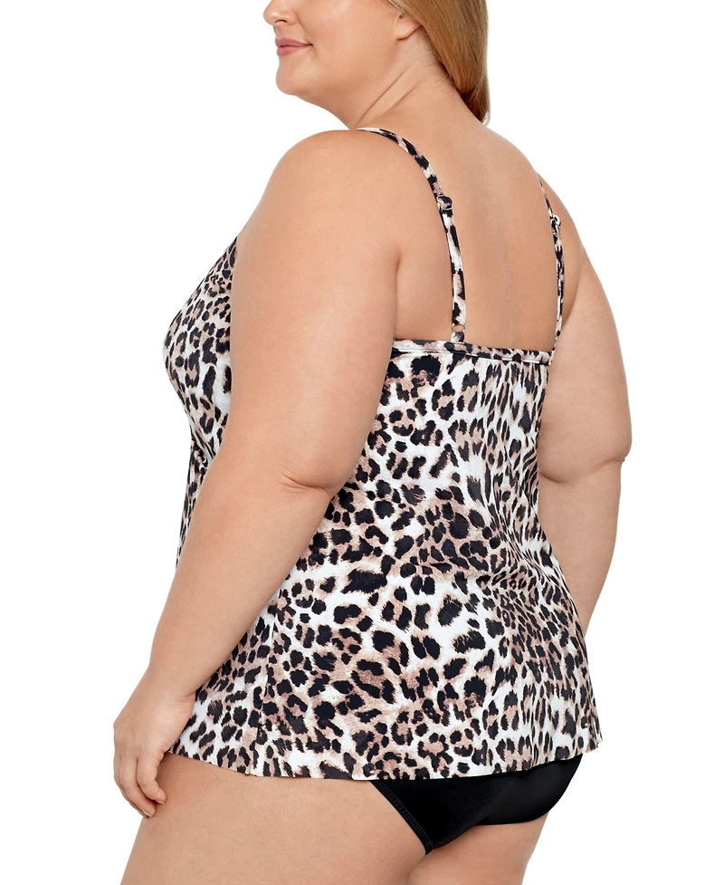 Swim Solutions Plus Knotted Flyaway Fauxkini One-Piece Swimsuit, Created for Macy's