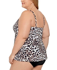 Swim Solutions Plus Knotted Flyaway Fauxkini One-Piece Swimsuit, Created for Macy's