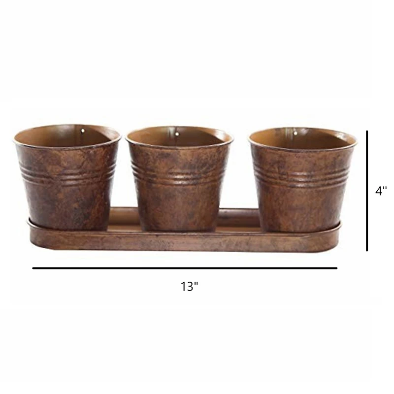 Gardener's Select Farmhouse Collect. Round Pot & Tray Set, Rusty