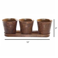 Gardener's Select Farmhouse Collect. Round Pot & Tray Set, Rusty