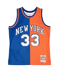 Men's Mitchell & Ness Patrick Ewing Blue, Orange New York Knicks Hardwood Classics 1991-92 Split Swingman Jersey