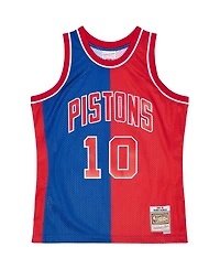 Men's Mitchell & Ness Dennis Rodman Blue, Red Detroit Pistons Hardwood Classics 1988-89 Split Swingman Jersey