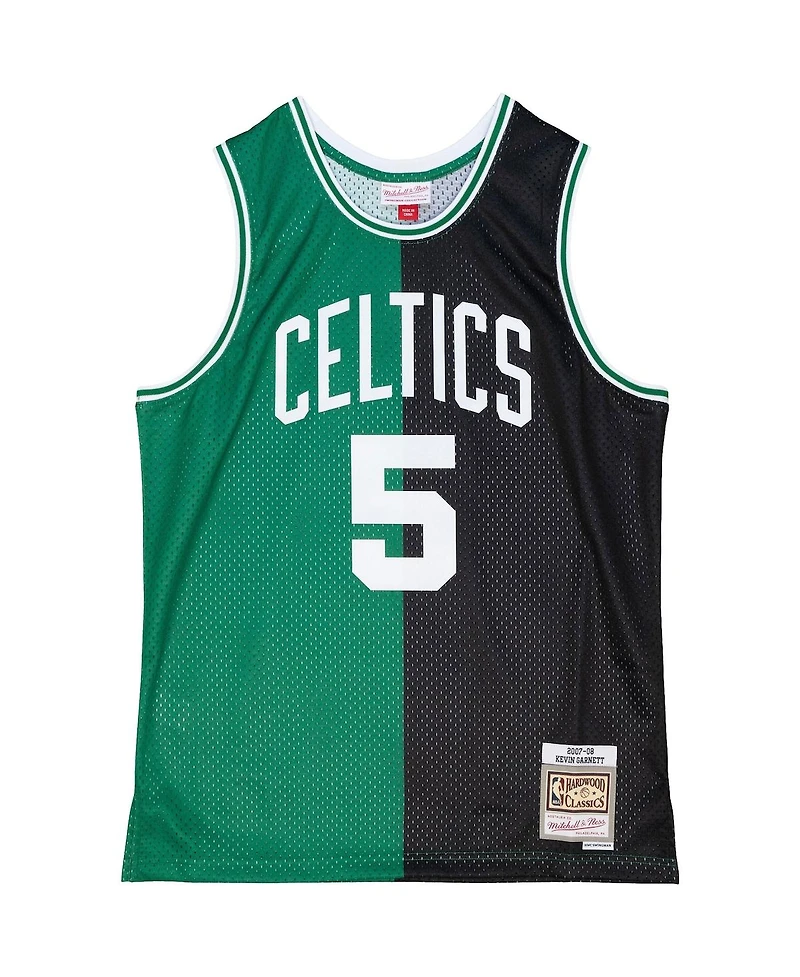Men's Mitchell & Ness Kevin Garnett Black, Kelly Green Boston Celtics Hardwood Classics 2007-08 Split Swingman Jersey