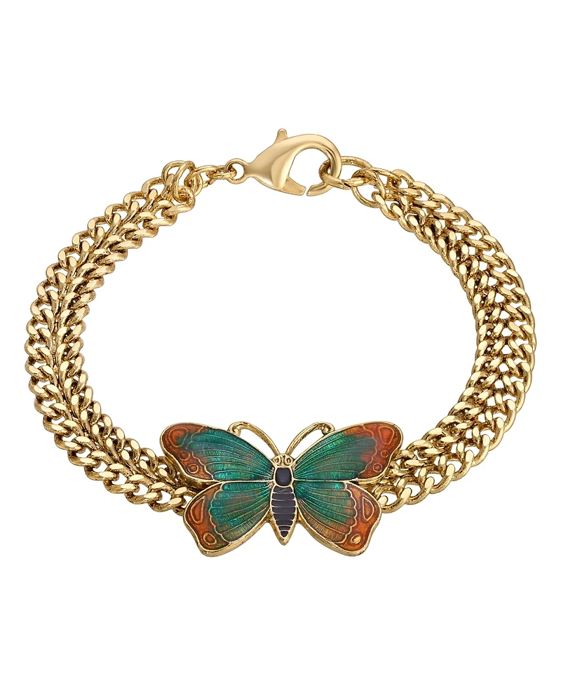 2028 Gold-Tone Butterfly Statement Bracelet