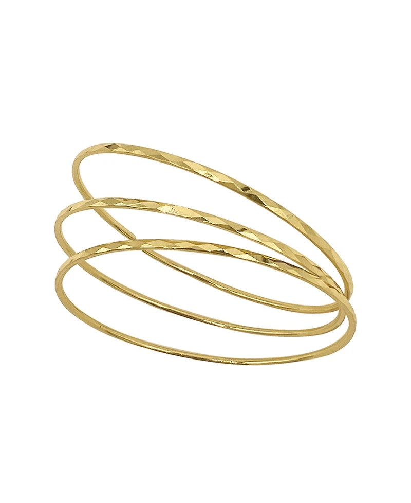 Adornia Women's 14K Gold-Tone Plated Hammered Bangle Set, 3 Pieces