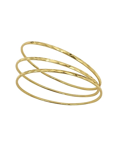 Adornia Women's 14K Gold-Tone Plated Hammered Bangle Set, 3 Pieces