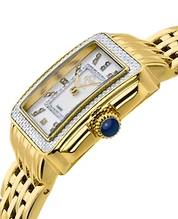 GV2 by Gevril Women's Padova Gemstone Swiss Quartz Diamond Accent Ion Plating Gold-Tone Stainless Steel Bracelet Watch 27mm x 30mm