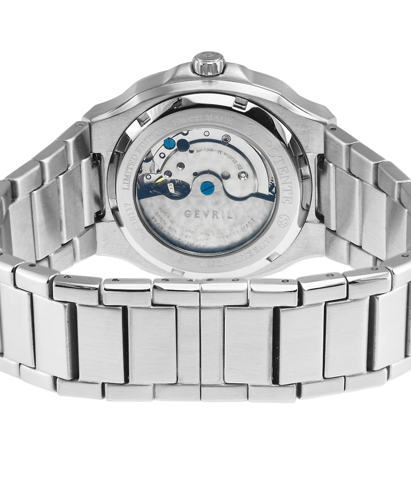 GV2 by Gevril Men's Potente Automatic Silver-Tone Stainless Steel Bracelet Watch 40mm