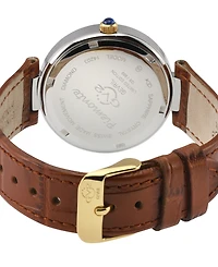 GV2 by Gevril Women's Piemonte Swiss Quartz Diamond Accents Light Brown Italian Leather Strap Watch 36mm