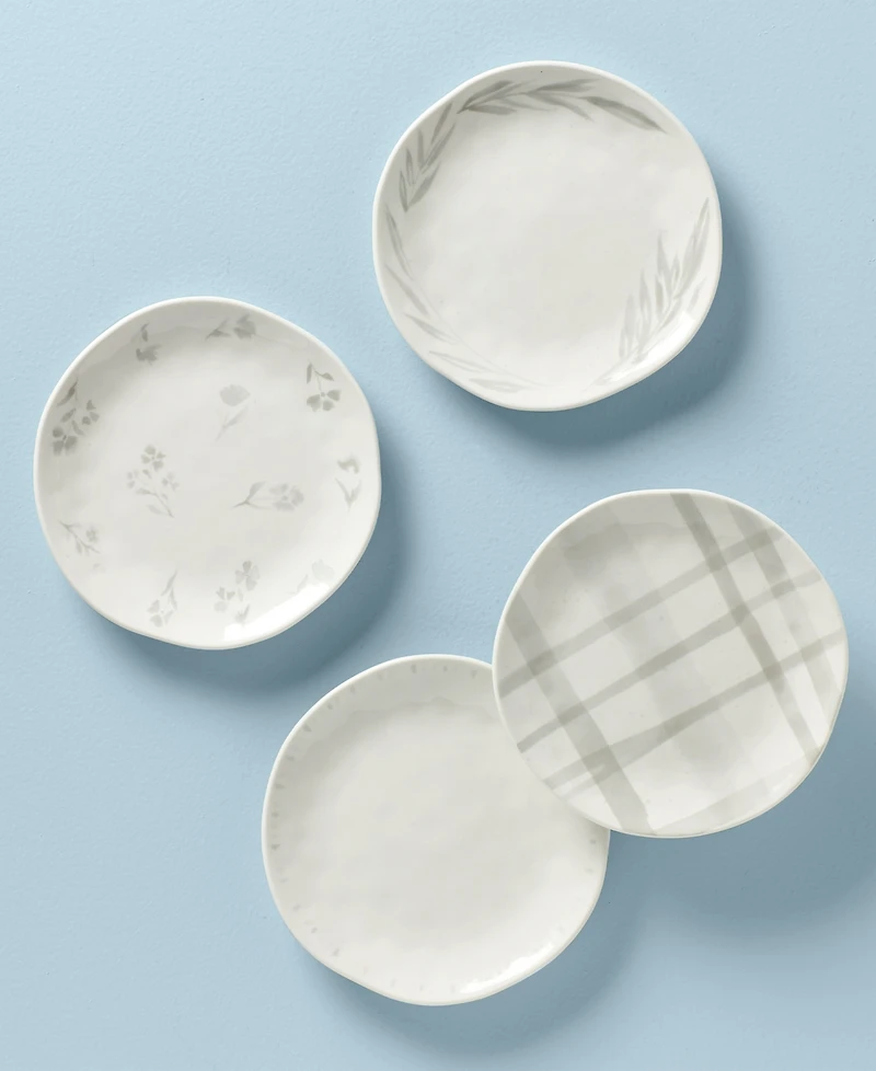 Lenox Oyster Bay Whiteware 4 Piece Tidbit Plate Set, Service for 4