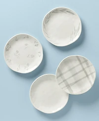 Lenox Oyster Bay Whiteware 4 Piece Tidbit Plate Set, Service for 4