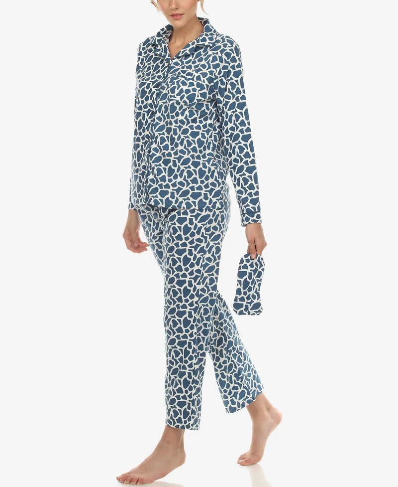 White Mark Women's Pajama Set, 3-Piece
