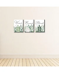 Boho Botanical Bathroom Rules Wall Art - 7.5 x 10 in 3 Signs Wash, Brush, Flush