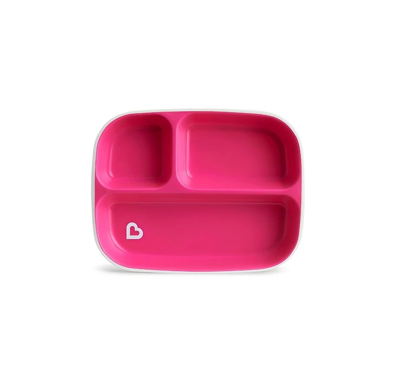 Munchkin Toddler 3 Piece Splash Divided Plates, Pink