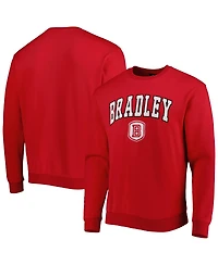 Men's Colosseum Red Bradley Braves Arch Over Logo Pullover Sweatshirt