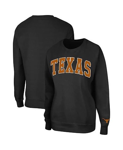 Women's Colosseum Black Texas Longhorns Campanile Pullover Sweatshirt