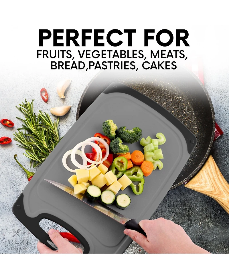 3 Piece Set Non Slip Kitchen Cutting Board With Juice Groove