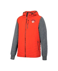 Men's Colosseum Orange, Charcoal Clemson Tigers Course Herringbone Full-Zip Hoodie