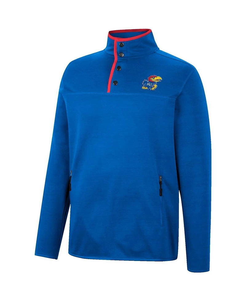 Men's Colosseum Royal Kansas Jayhawks Rebound Quarter-Snap Jacket