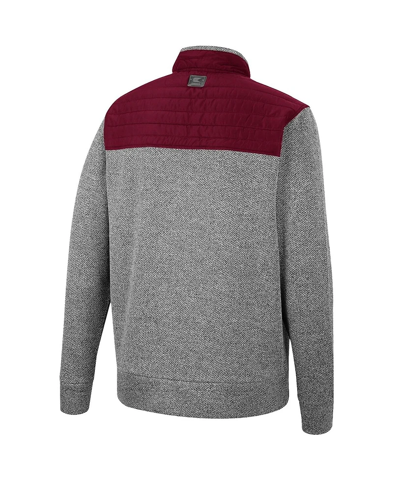 Men's Colosseum Charcoal, Maroon Texas A&M Aggies Putter Herringbone Full-Zip Jacket
