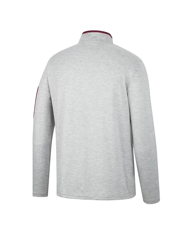 Men's Colosseum Heathered Gray, Maroon Texas A&M Aggies Country Club Windshirt Quarter-Zip Jacket
