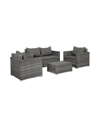 WestinTrends 4-Piece Modern Patio Conversation Sofa Set with Cushions