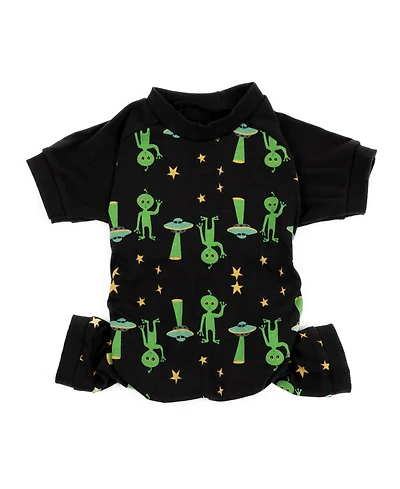 Leveret Dog Cotton Pajamas, Alien Print, Matching Family Halloween Pajamas