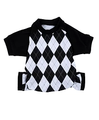 Leveret Dog Cotton Pajama Argyle Black and White