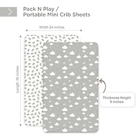 Bublo Baby Pack and Play Fitted Sheet, Portable Pack N Plays Mini Crib Sheets, 2 Pack Play Sheets