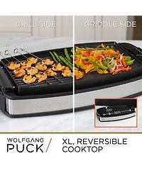 Wolfgang Puck Xl Reversible Grill Griddle, Oversized Removable Cooking Plate, Nonstick Coating, Dishwasher Safe, Heats Up to 400ºF, Stay Cool Han