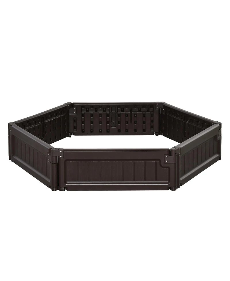 4' x 2' Raised Garden Bed, Plastic Open Planter Box, Brown
